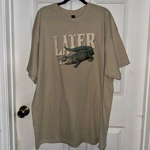 NEW Handcrafted Light Tan Later Gator Shirt 2XL